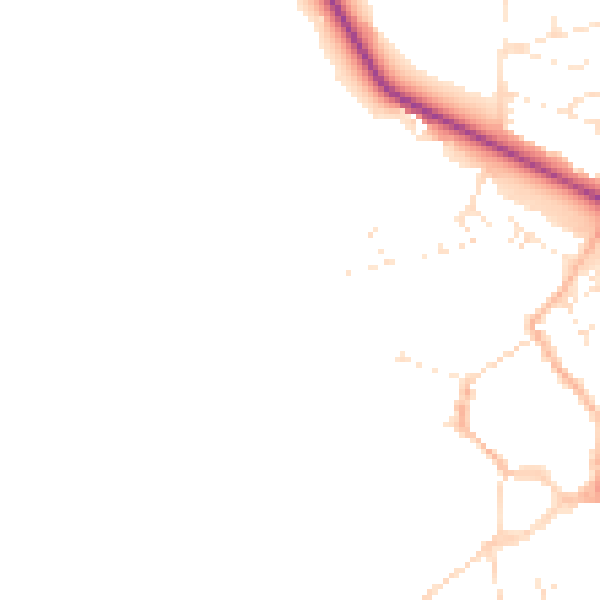 Daytime road noise heatmap for GL7 2EE