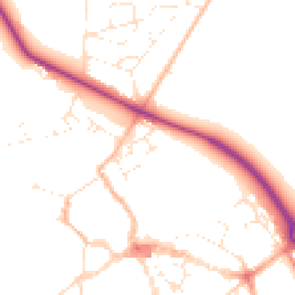 Daytime road noise heatmap for GL7 2EG