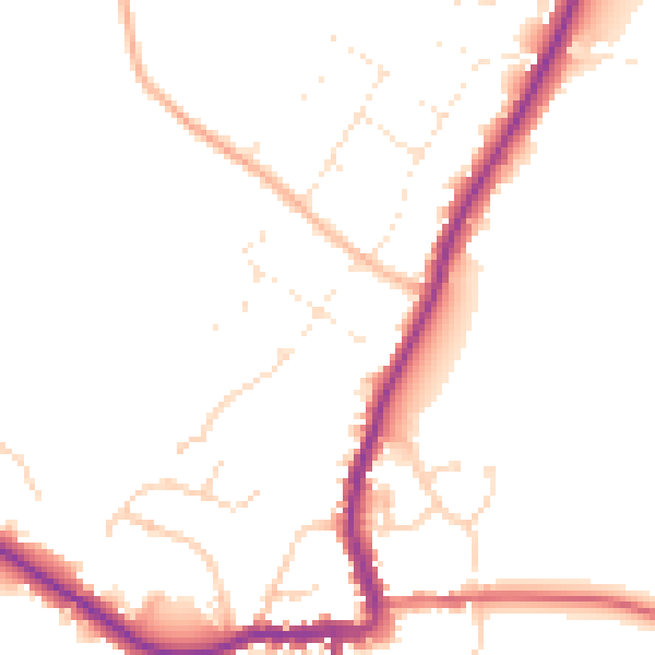 Daytime road noise heatmap for GL7 3BQ