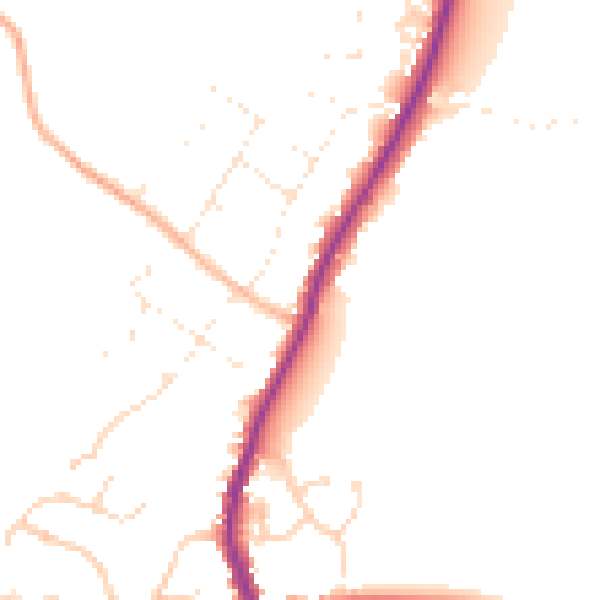 Daytime road noise heatmap for GL7 3EW