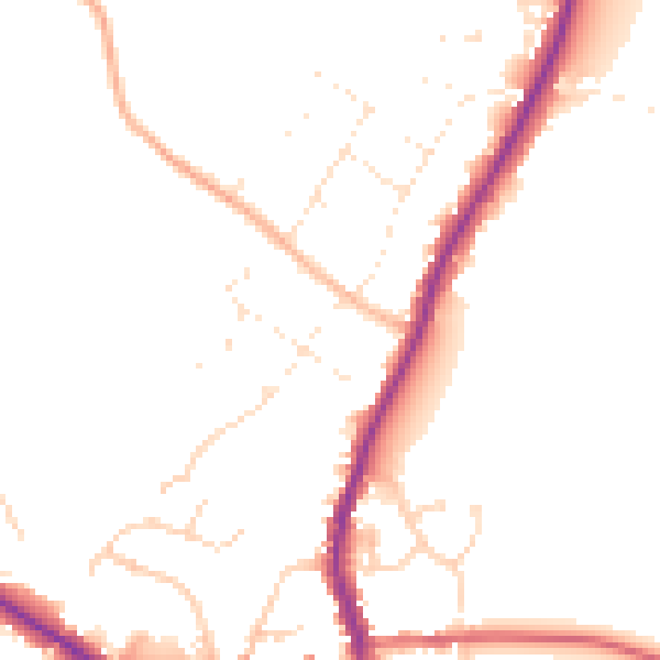 Daytime road noise heatmap for GL7 3FQ
