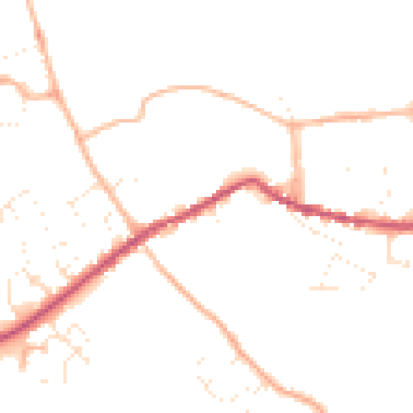 Daytime road noise heatmap for GL7 4BW