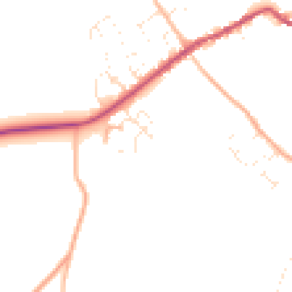 Daytime road noise heatmap for GL7 4FY