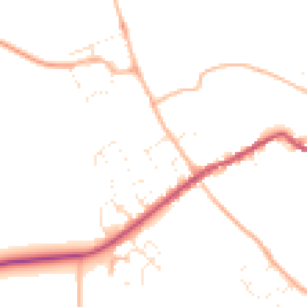 Daytime road noise heatmap for GL7 4HY