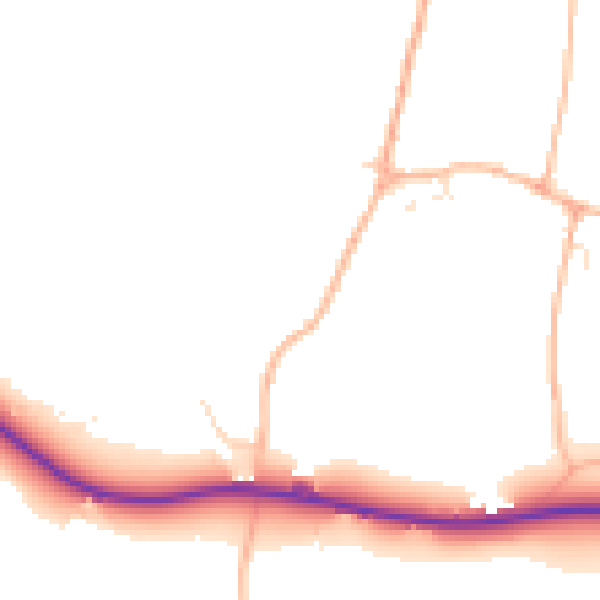 Daytime road noise heatmap for GL7 5RY