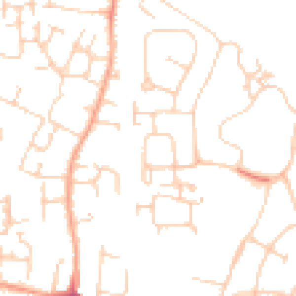 Daytime road noise heatmap for GU1 1PQ