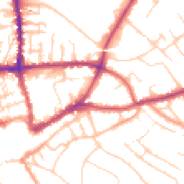 Daytime road noise heatmap for GU1 2AF