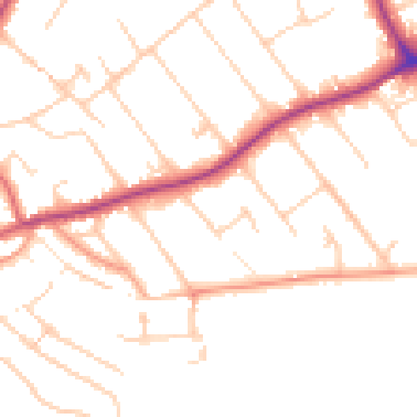 Daytime road noise heatmap for GU1 2AH