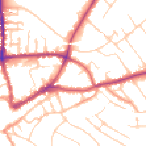 Daytime road noise heatmap for GU1 2AR