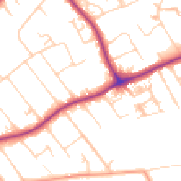 Daytime road noise heatmap for GU1 2JU