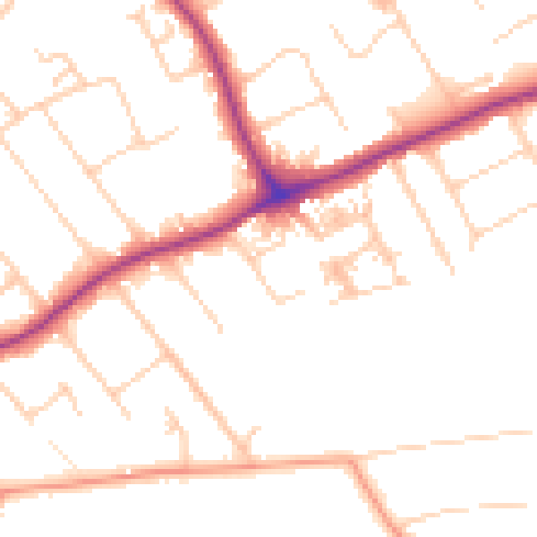Daytime road noise heatmap for GU1 2LF