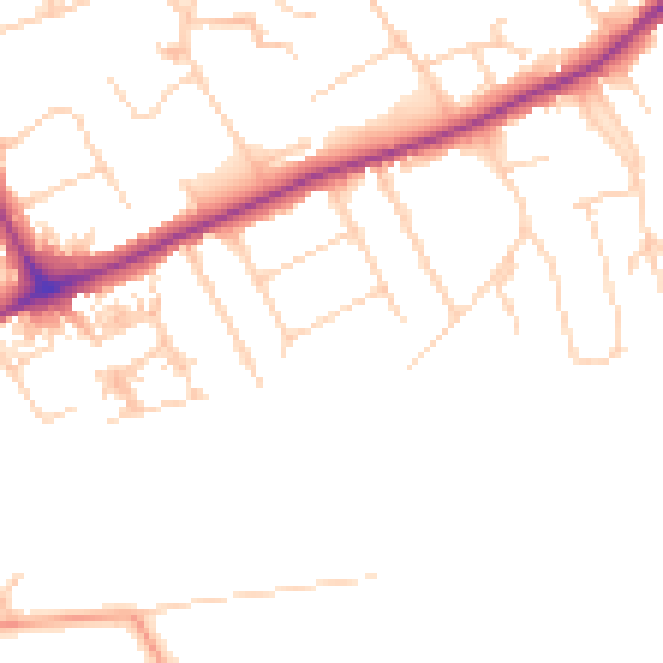 Daytime road noise heatmap for GU1 2QH