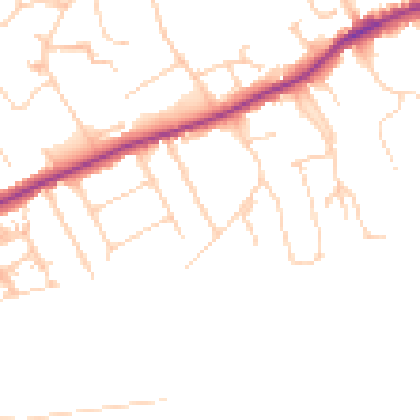 Daytime road noise heatmap for GU1 2QL