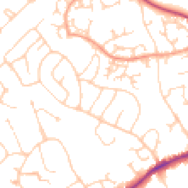 Daytime road noise heatmap for GU1 2UP