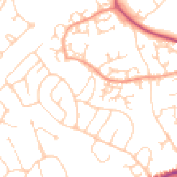 Daytime road noise heatmap for GU1 2UU