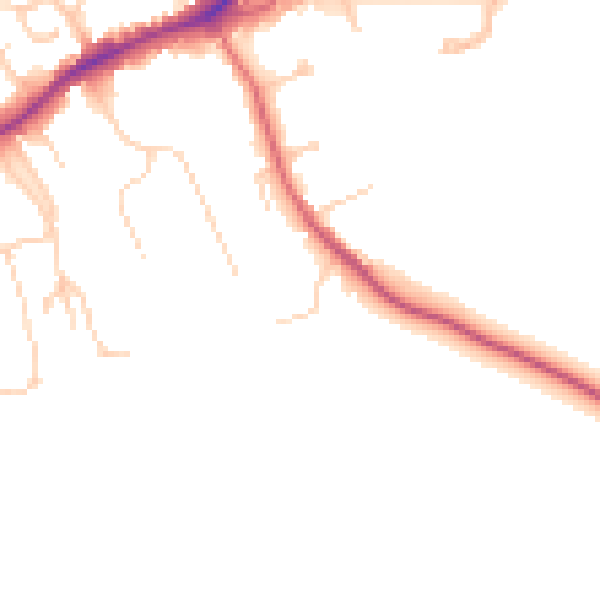 Daytime road noise heatmap for GU1 2YA