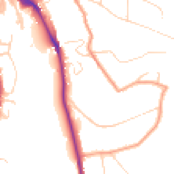 Daytime road noise heatmap for GU1 3AF