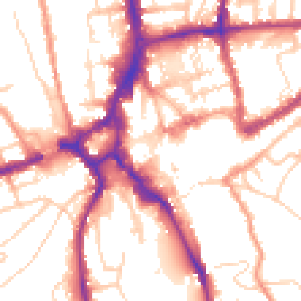 Daytime road noise heatmap for GU1 3DN