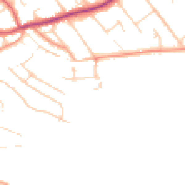 Daytime road noise heatmap for GU1 3JY