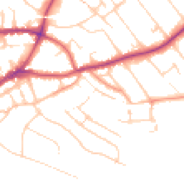 Daytime road noise heatmap for GU1 3NX