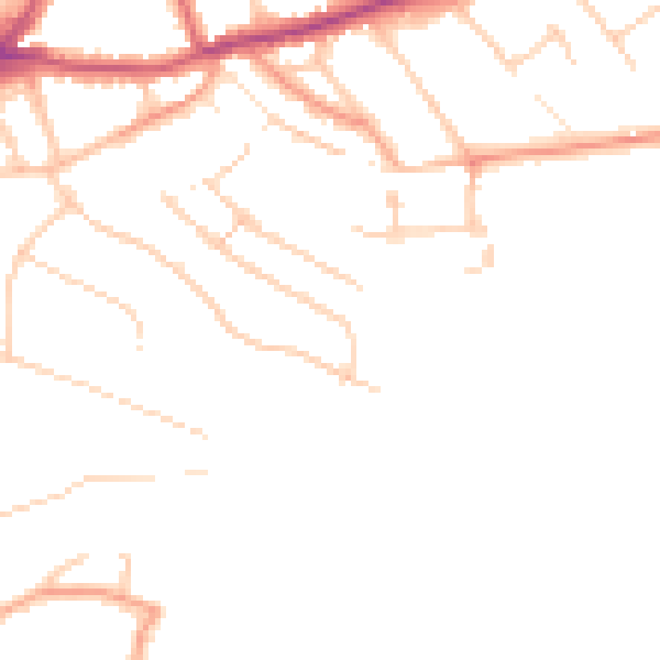 Daytime road noise heatmap for GU1 3QD