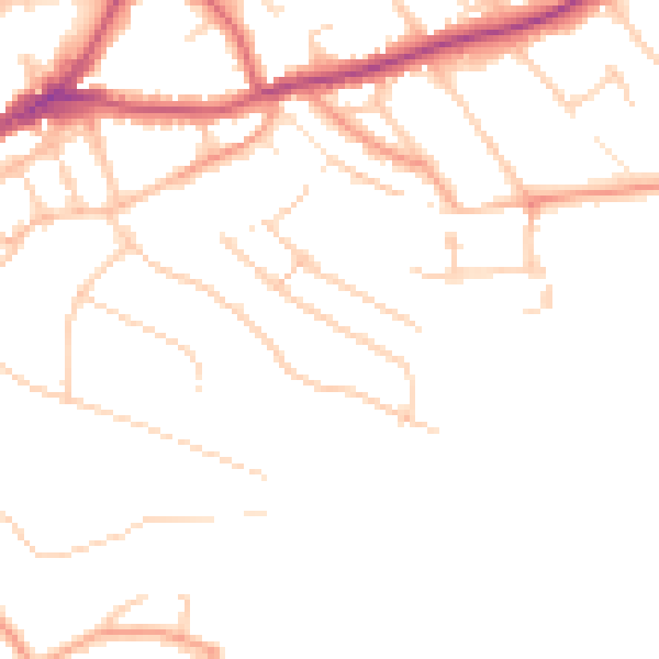 Daytime road noise heatmap for GU1 3QE
