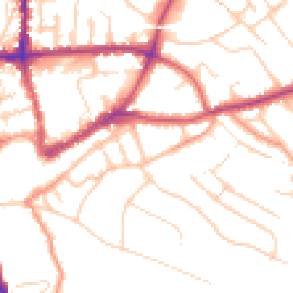 Daytime road noise heatmap for GU1 3QL