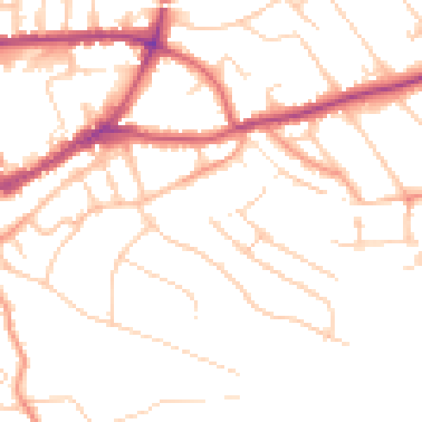 Daytime road noise heatmap for GU1 3QW
