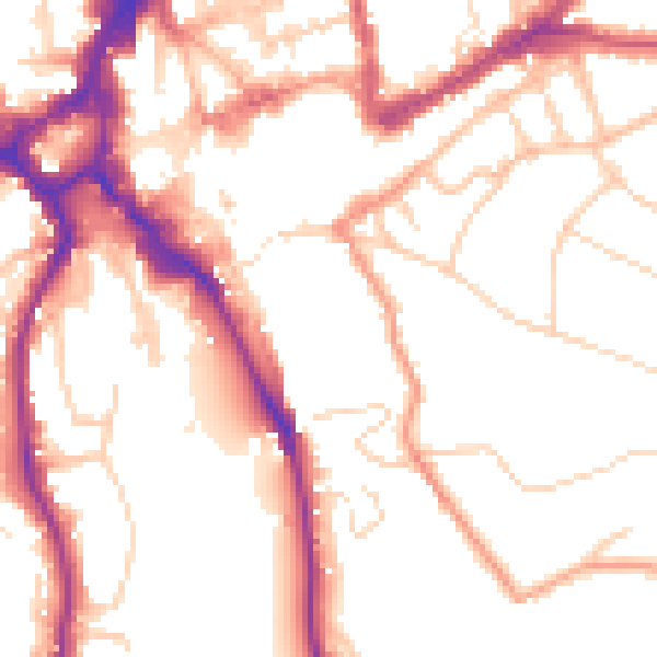 Daytime road noise heatmap for GU1 3SX