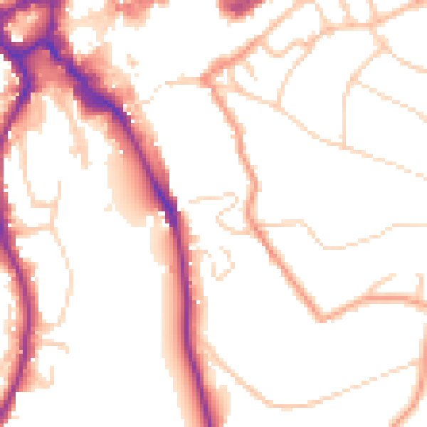 Daytime road noise heatmap for GU1 3TA