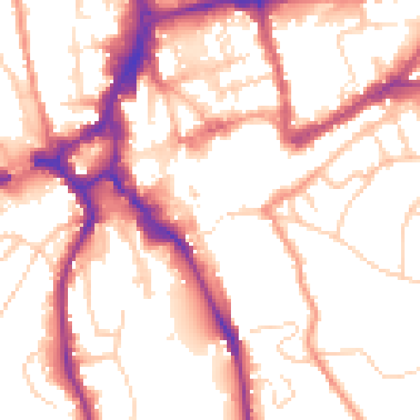 Daytime road noise heatmap for GU1 3UH