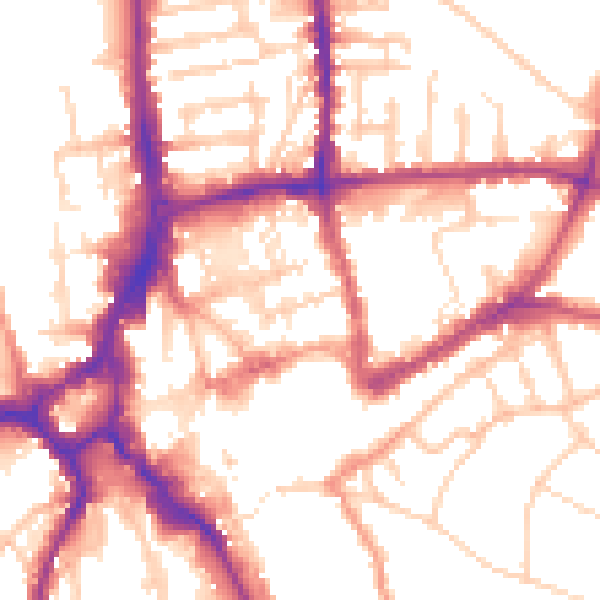 Daytime road noise heatmap for GU1 4AJ