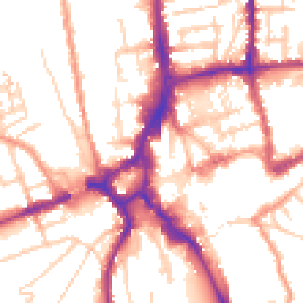 Daytime road noise heatmap for GU1 4YR