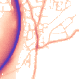 Daytime road noise heatmap for GU10 1AE