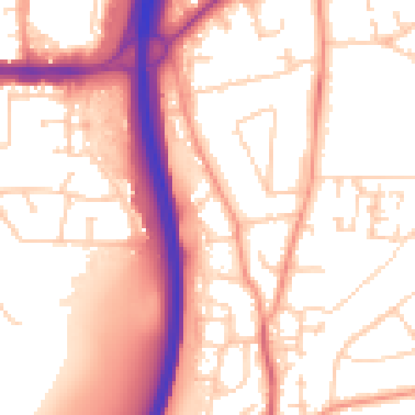 Daytime road noise heatmap for GU10 1AW