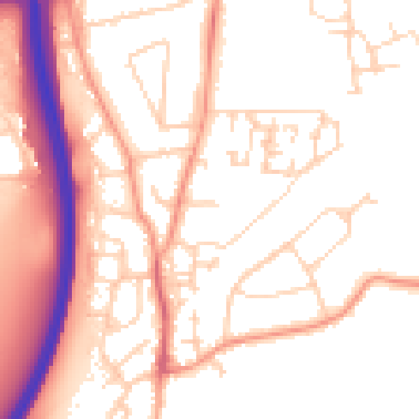Daytime road noise heatmap for GU10 1BQ