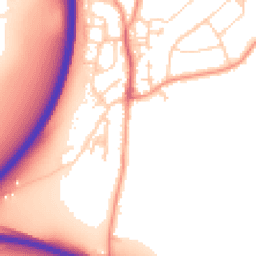 Daytime road noise heatmap for GU10 1DD