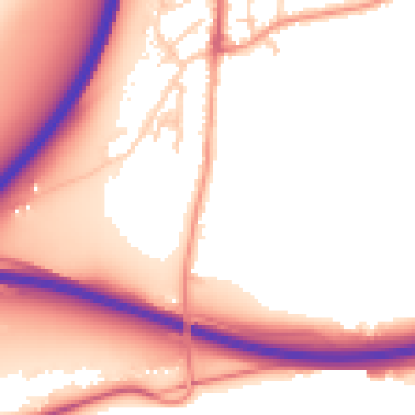 Daytime road noise heatmap for GU10 1DG