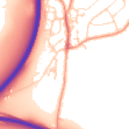 Daytime road noise heatmap for GU10 1DH