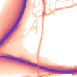 Daytime road noise heatmap for GU10 1DP