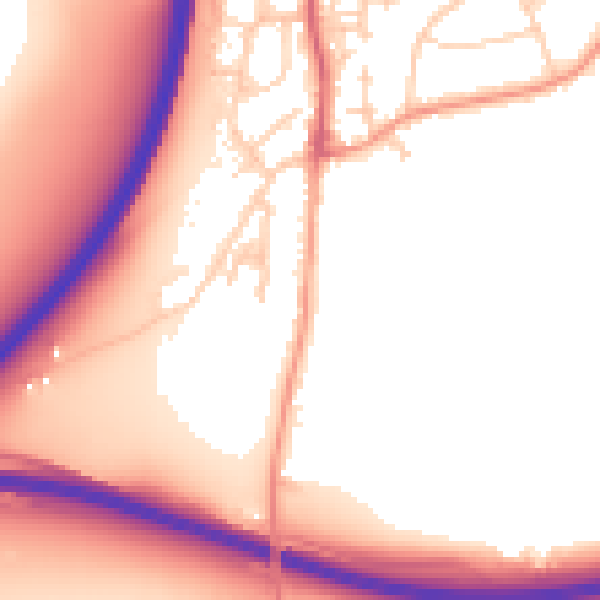 Daytime road noise heatmap for GU10 1DQ