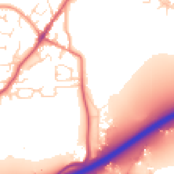 Daytime road noise heatmap for GU10 1FN
