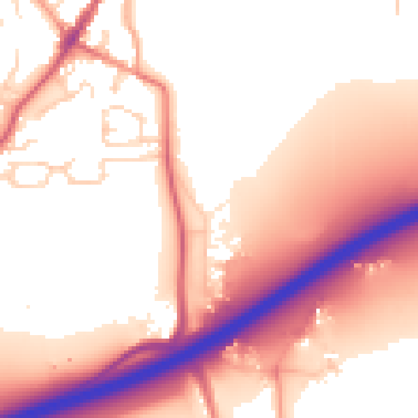 Daytime road noise heatmap for GU10 1PP