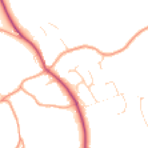 Daytime road noise heatmap for GU10 2NW