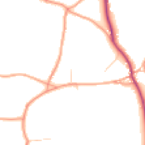 Daytime road noise heatmap for GU10 3BN