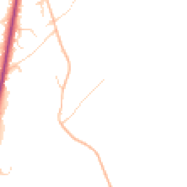 Daytime road noise heatmap for GU10 3HF