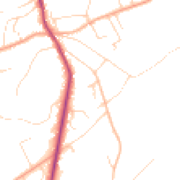 Daytime road noise heatmap for GU10 3JD