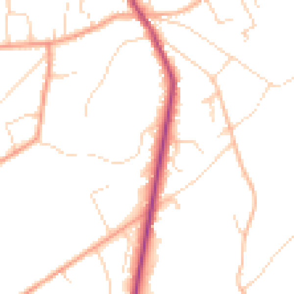 Daytime road noise heatmap for GU10 3JY