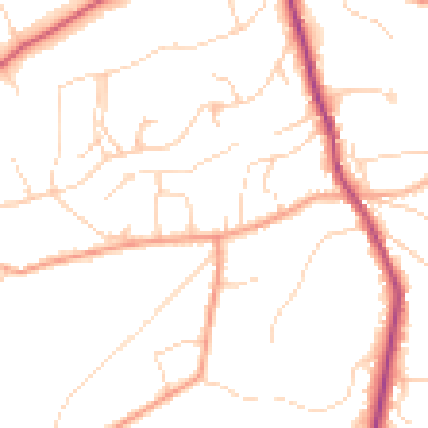 Daytime road noise heatmap for GU10 3LW