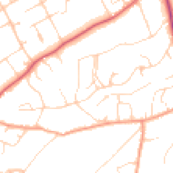 Daytime road noise heatmap for GU10 3NL